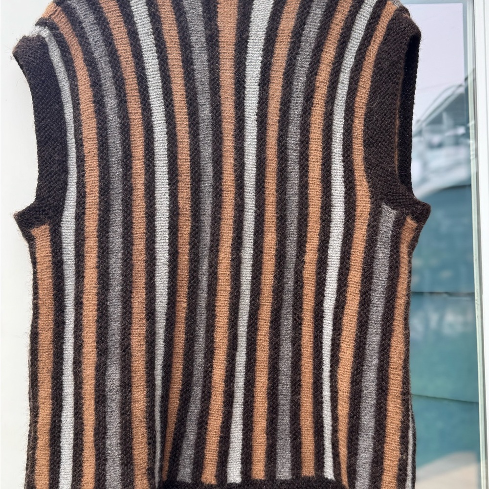 Handspun Alpaca Sweater Vest Handmade Artisan Boho XL XXL Stretch Knit - Picture 2 of 3